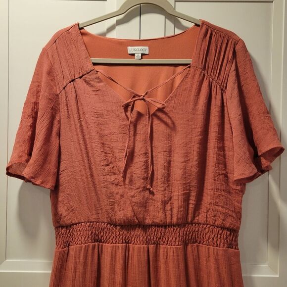 Luxology Women's Light Rust Prarie Dress Renaissance Whimsical Flowy - Picture 2 of 5